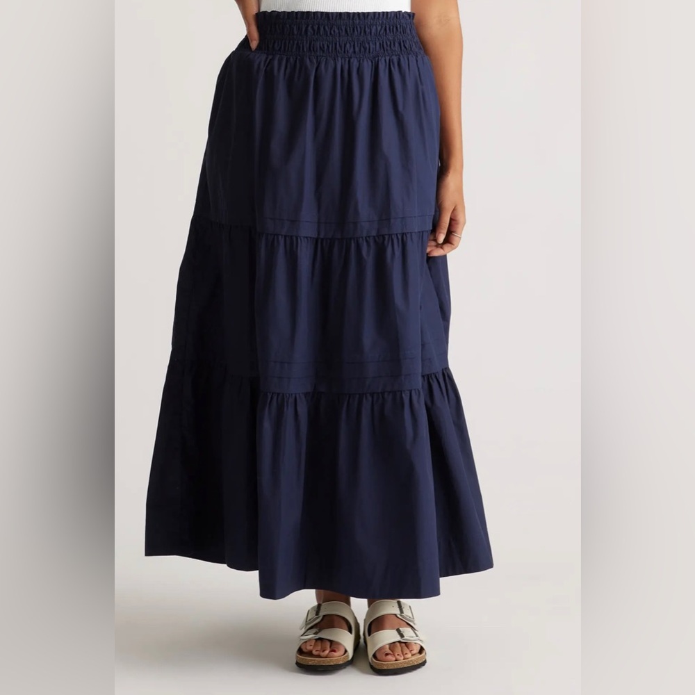 NWT 100% Organic Cotton Poplin Tiered Maxi Skirt